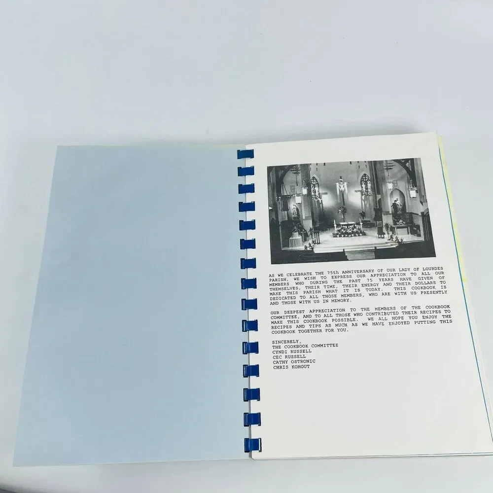 Our Lady of Lourdes Church 75th Anniversary Cookbook Omaha NE 1993 Spiral Bound